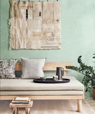 Living room feature wall idea with tapestry