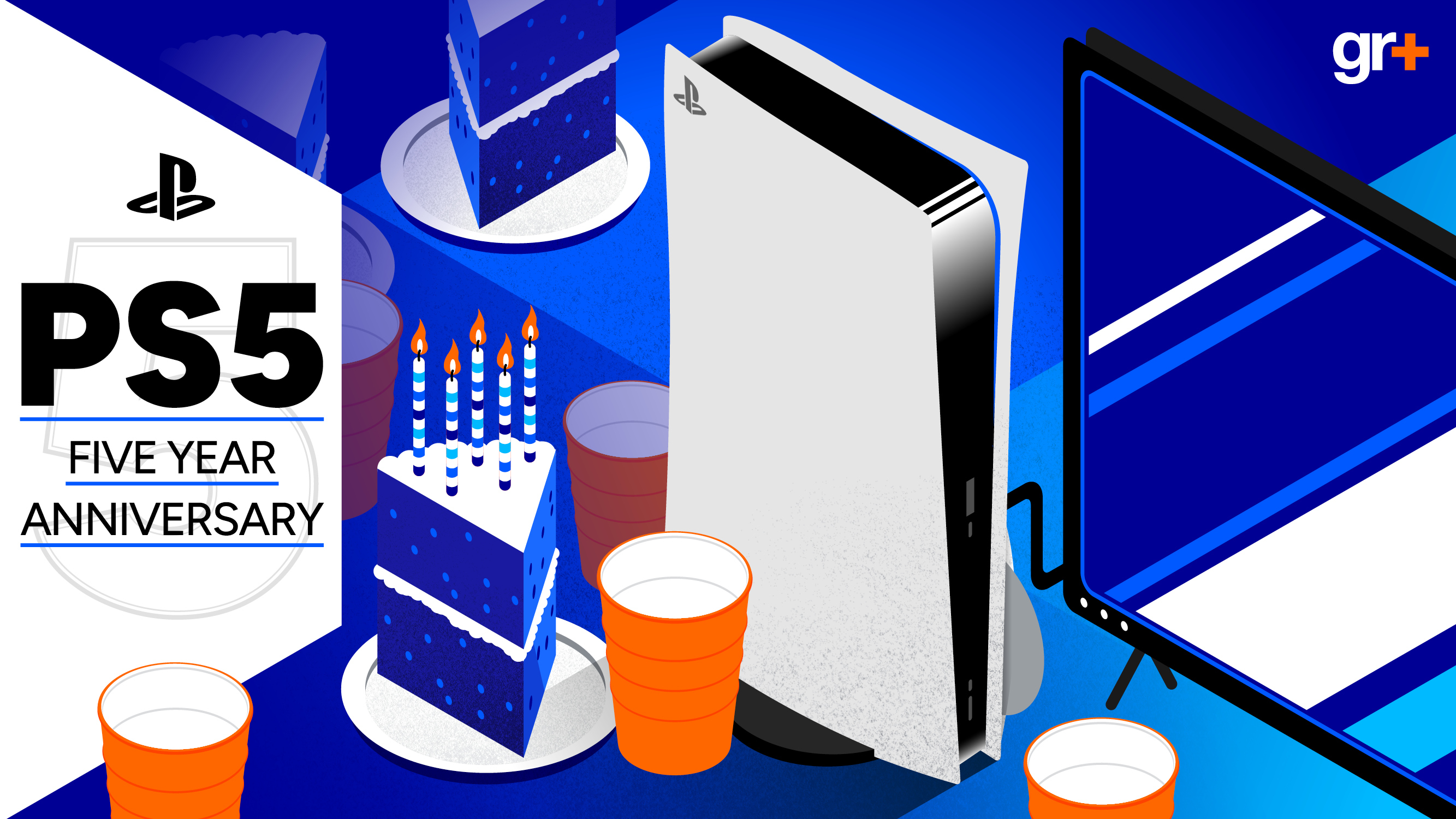 The PS5 - Five Year Anniversary art for GamesRadar+