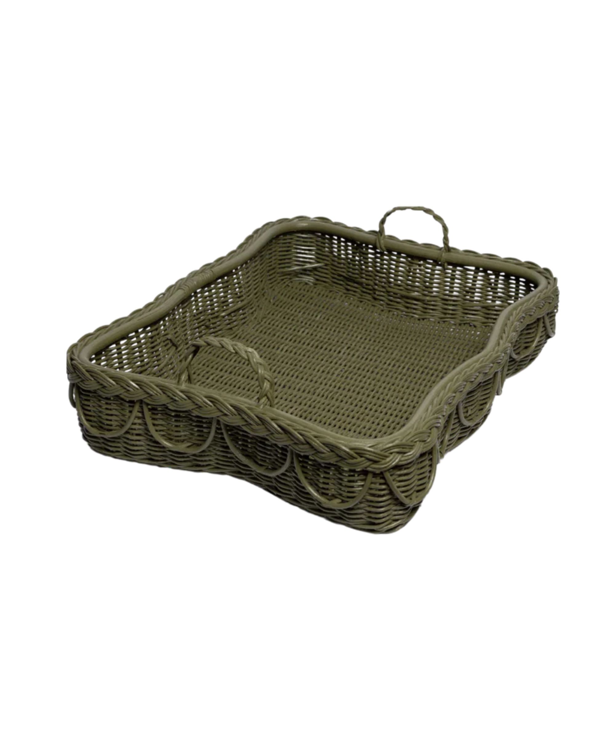 Hadley Green Rattan Tray