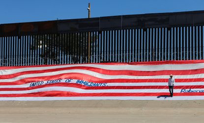 A U.S. flag along the border with Mexico