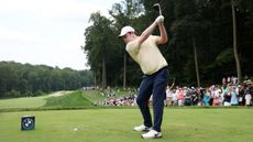 Robert MacIntyre tees off from the first at Caves Valley during round three of the 2025 BMW Championship