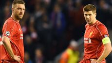 Rickie Lambert and Steven Gerrard look dejected after conceding the opening goal by FC Basel