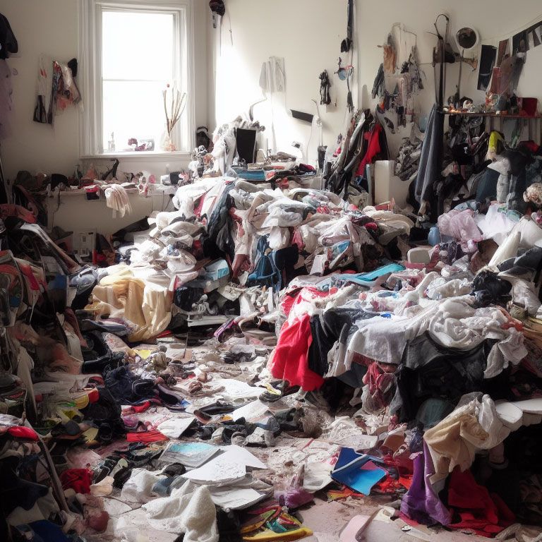 Sample Stable Diffusion images for "messy room"