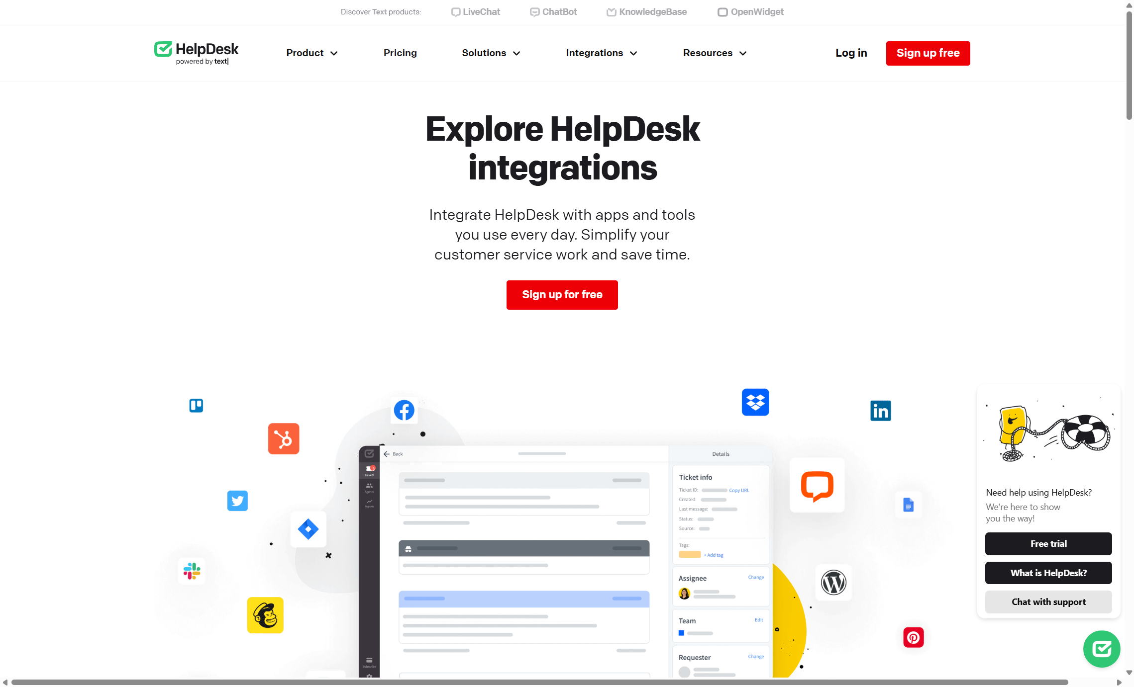 HelpDesk integrations marketplace