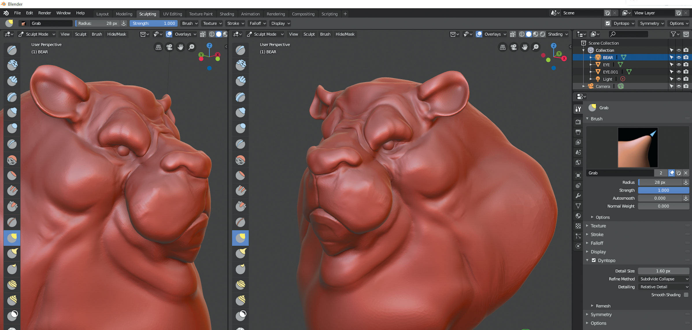 Sculpt in Blender: flatten mode