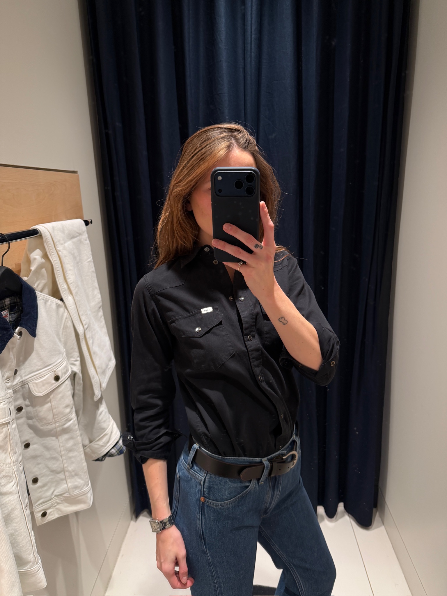 WWW editor Eliza Huber trying the J.Crew X Lee collaboration