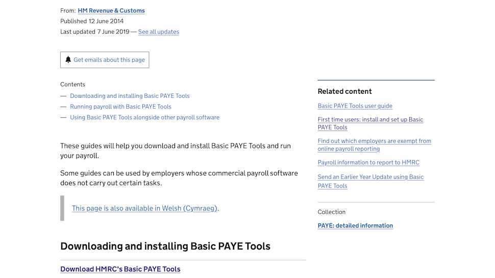 HMRC Basic PAYE Tools