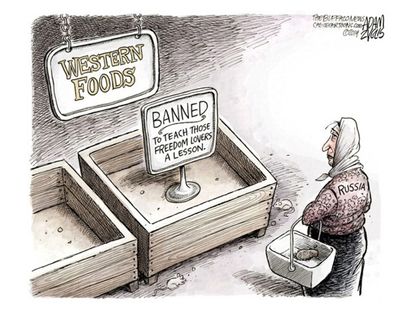 Editorial cartoon world Putin sanctions