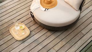 decking with circular outdoor seating