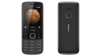 Product shot of a black Nokia 225 4G, one of the best burner phones