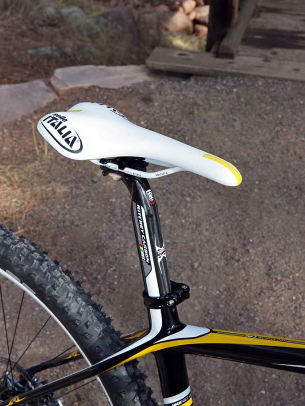 The Selle Italia SLR Team Edition saddle is light and well shaped but its stiff hull can be a bit much on multi-hour rides.