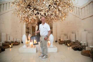 Rob Rinder in the ancient-looking lobby of Borgo Egnazia in Puglia.
