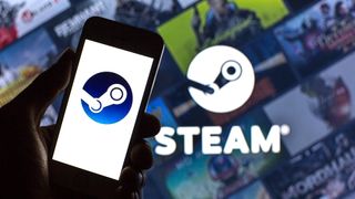 SPAIN - 2021/08/11: In this photo illustration, a Steam logo seen displayed on a smartphone and in the background. (Photo Illustration by Thiago Prudencio/SOPA Images/LightRocket via Getty Images)