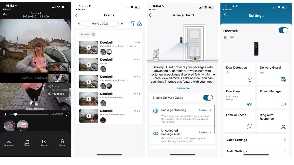 The app used to control the Eufy Video Doorbell Dual