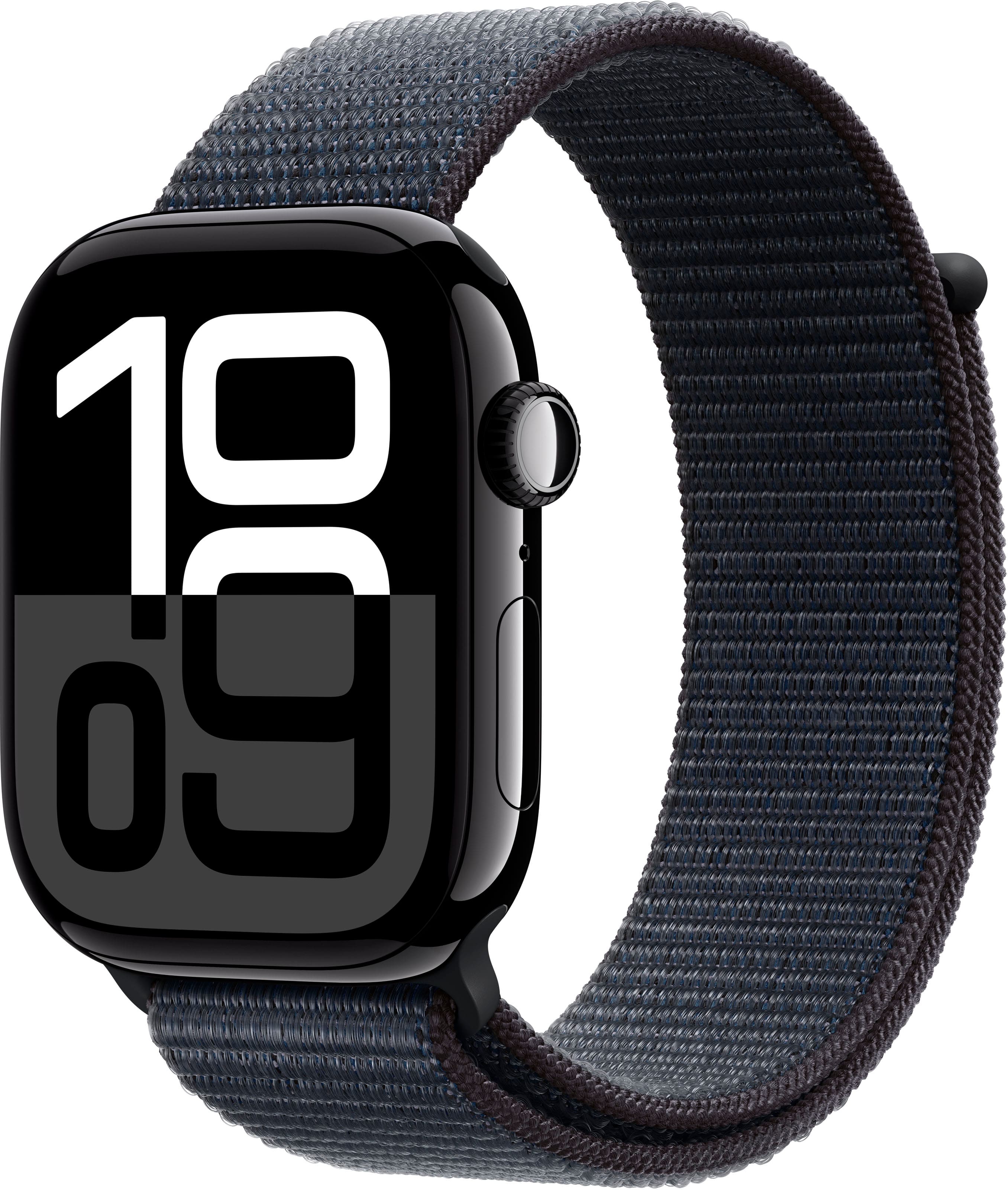 Geek Squad Certified Refurbished Apple Watch Series 10 (gps) 46mm Aluminum Case With Ink Sport Loop - Jet Black - (2024)