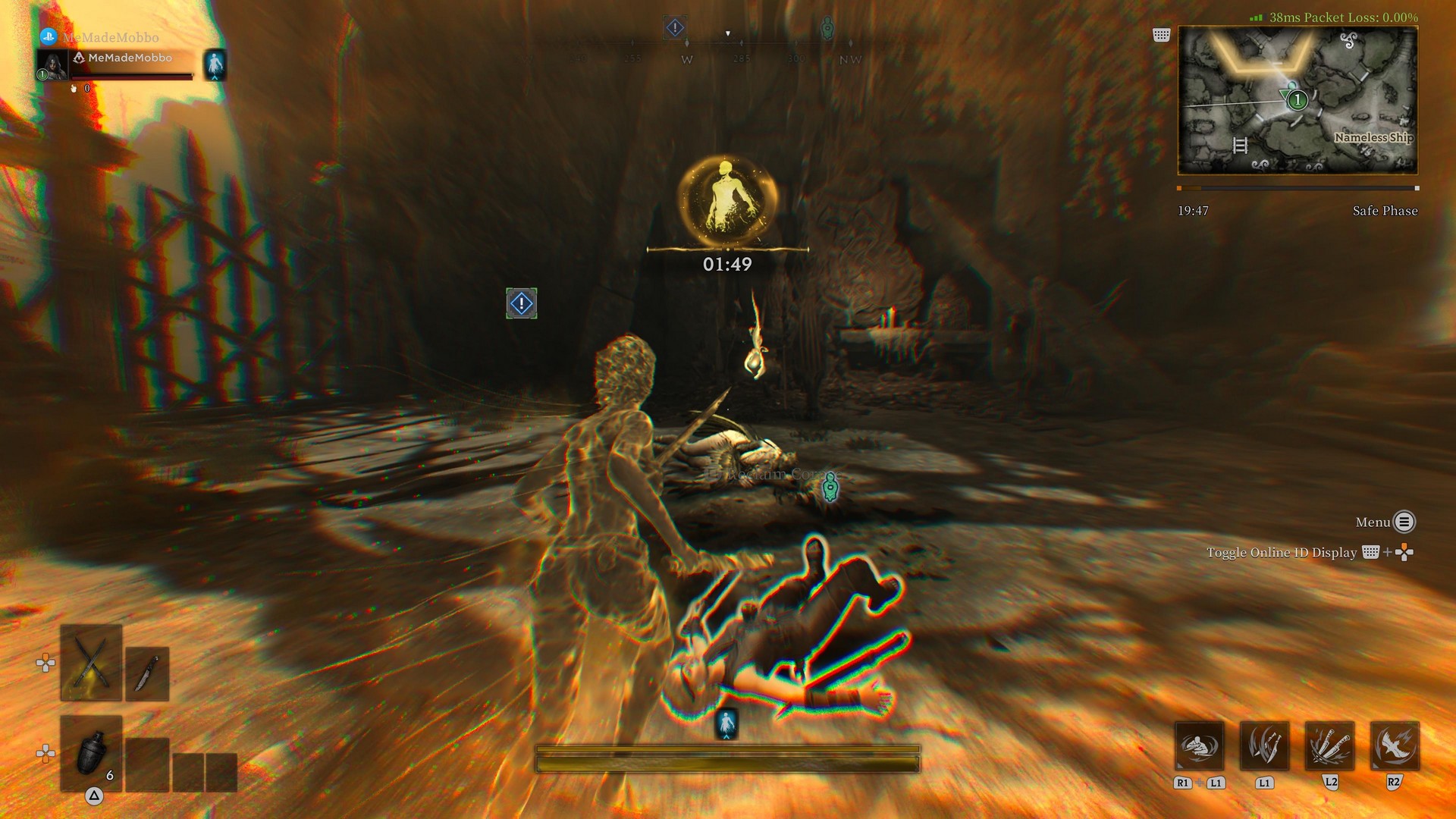 The player runs towards their own dead body in Mistfall Hunter for a second chance