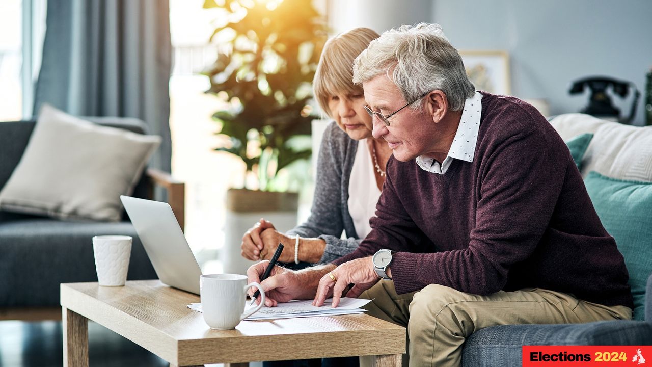 Retired couple with laptop