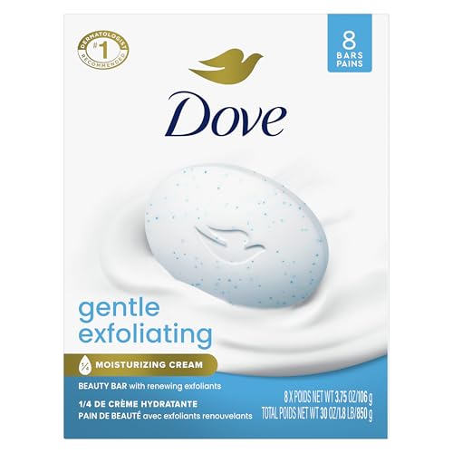 Dove Gentle Exfoliating Beauty Bar Soap , Renewing 8 Count 3.75 Oz | for Exfoliating Care, Helps Smooth Dull Skin, With Plant-Based Cleansers, Sulfate-Free