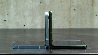 The Galaxy Z Flip 6 next to the Razr Plus 2024