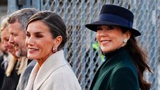 Queen Letizia and Crown Princess Mary’s cosy winter coats seen during a welcoming ceremony in Denmark for the King and Queen of Spain