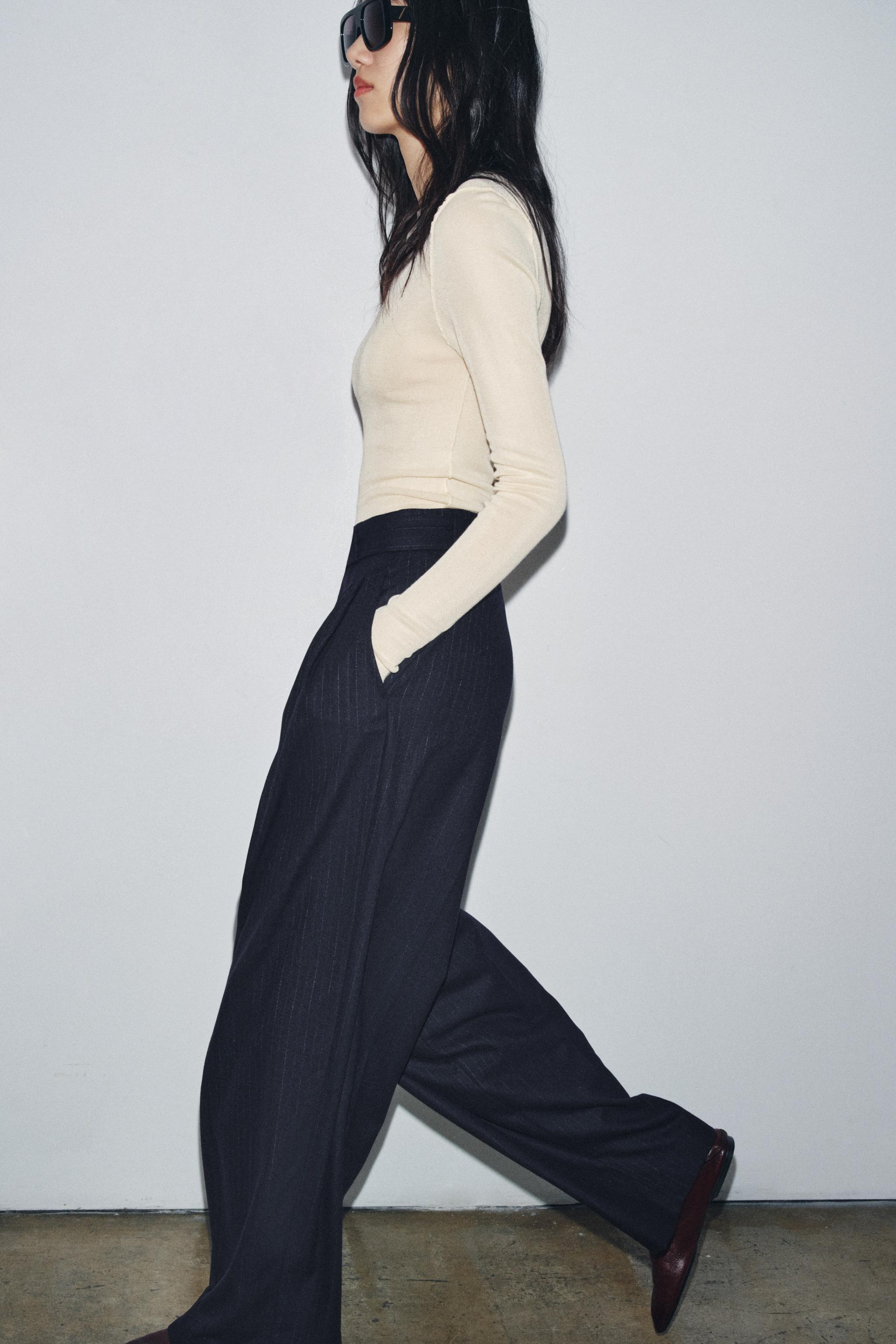 Pinstripe Belted Pants Zw Collection