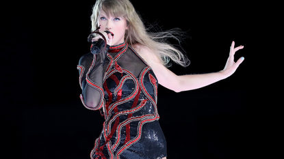 Taylor Swift performs onstage during "Taylor Swift | The Eras Tour" at Raymond James Stadium on April 13, 2023 in Tampa, Florida.