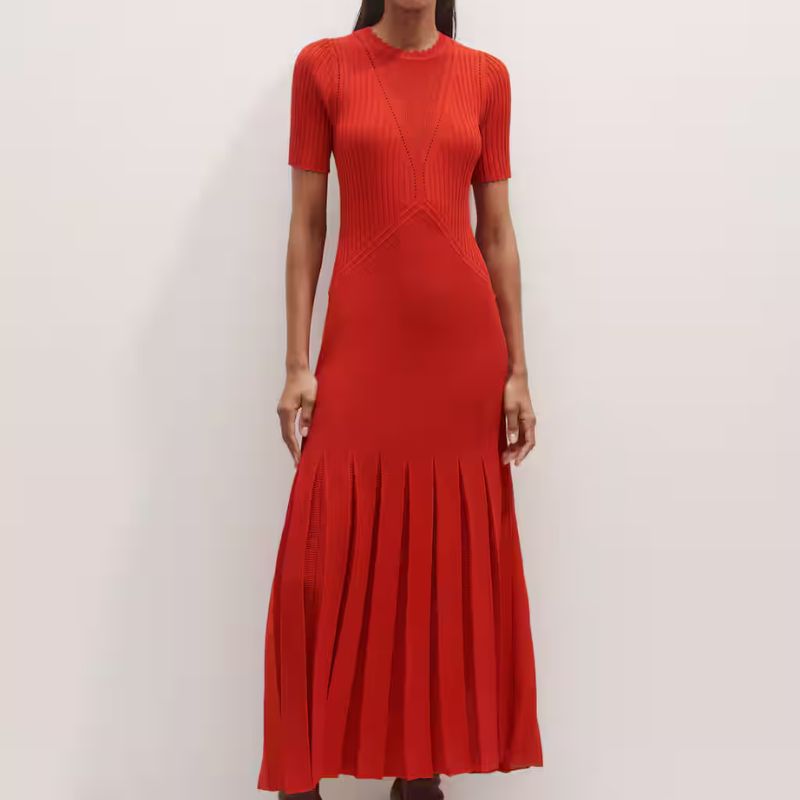 ME+EM, Conceal + Reveal Lace Knit Maxi Dress