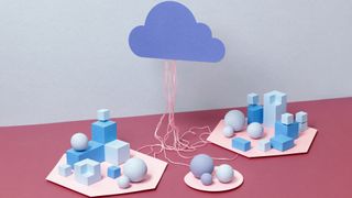 Tool sprawl concept image showing software application silos all linked to a central cloud system.