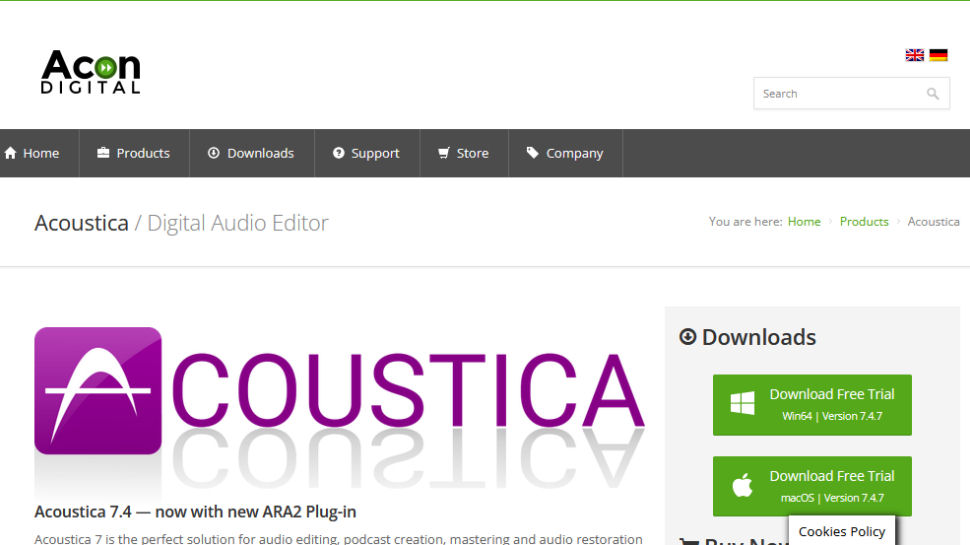 Website screenshot for Acoustica