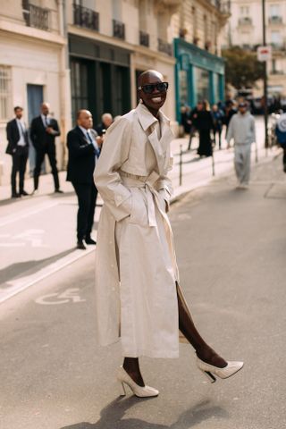 Woman wearing street style at Paris Fashion Week.