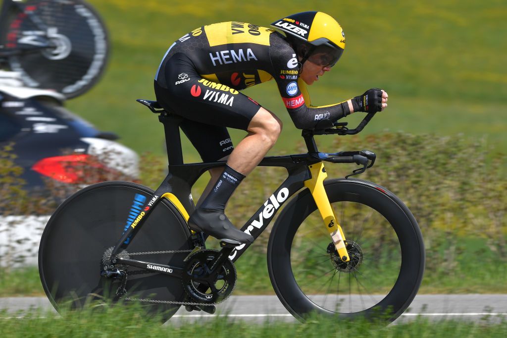 ORON SWITZERLAND APRIL 27 Steven Kruijswijk of Netherlands and Team Jumbo Visma during the 74th Tour De Romandie 2021 Prologue a 405km Individual Time Trial stage from Oron to Oron 700m ITT TDR2021 TDRnonstop UCIworldtour on April 27 2021 in Oron Switzerland Photo by Luc ClaessenGetty Images
