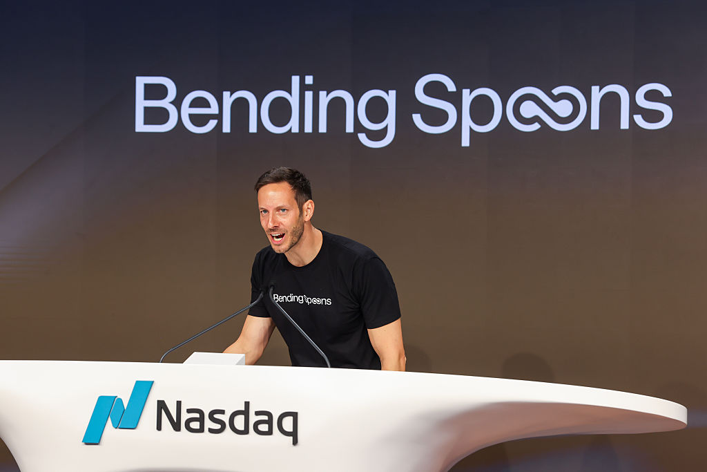 Matteo Danieli, co-founder of Bending Spoons, during the company's initial public offering (IPO) at the Nasdaq MarketSite in New York