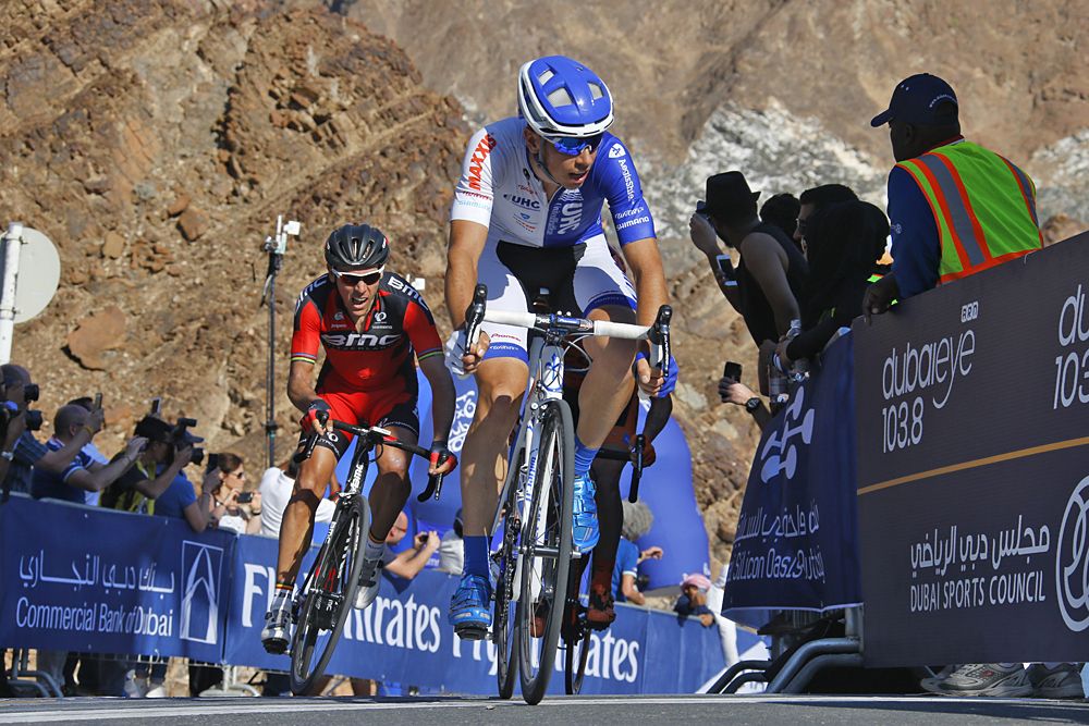 Marco Canola (UnitedHealthcare) takes fifth on the Hatta Dam climb