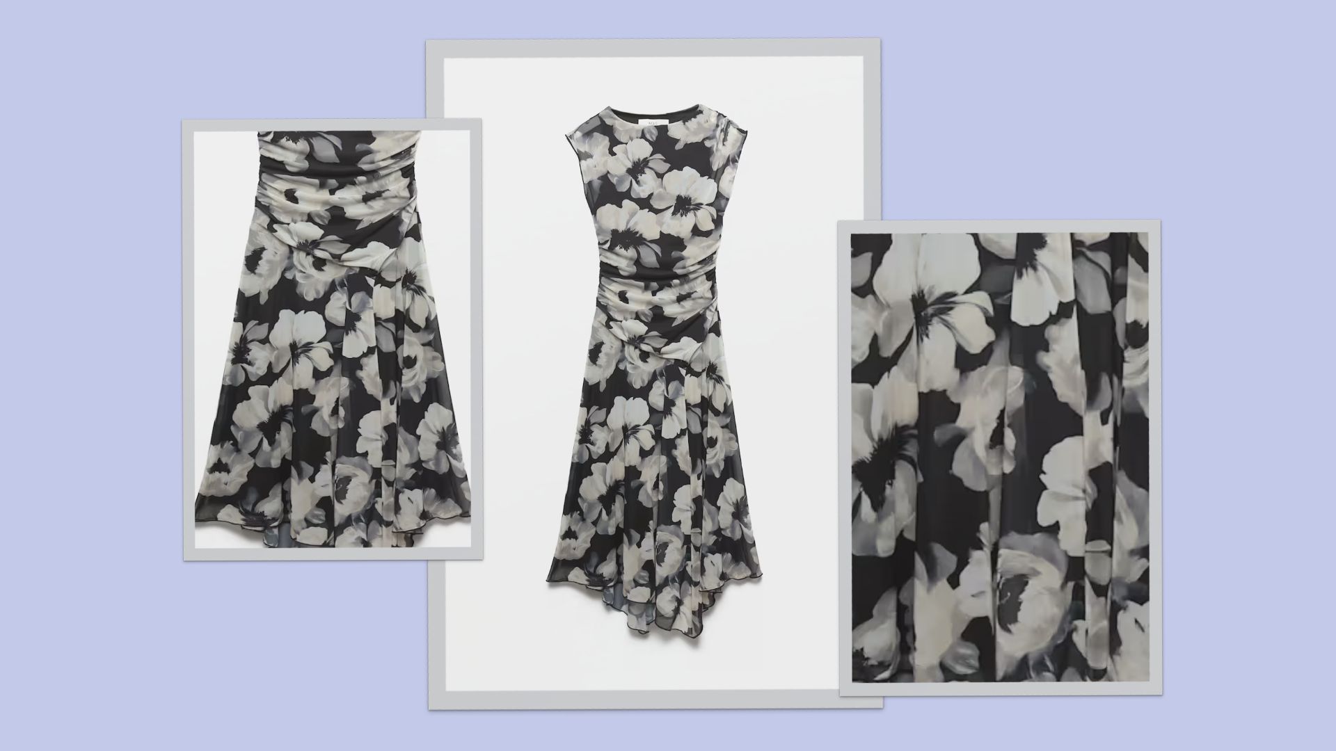 monochrome floral print dress