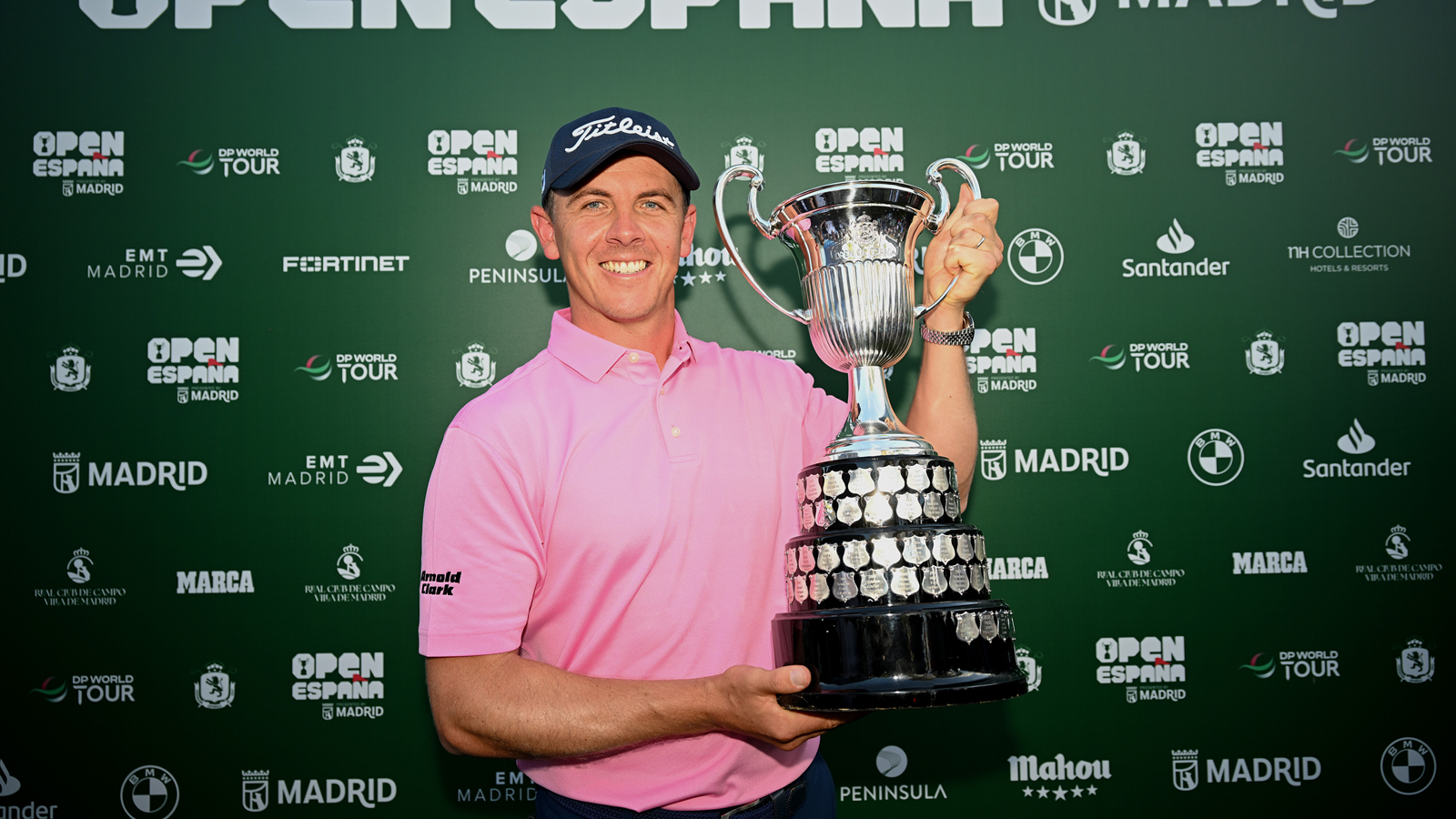 Grant Forrest holds the Open de Espana trophy