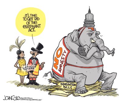 
Political cartoon U.S. Latino vote