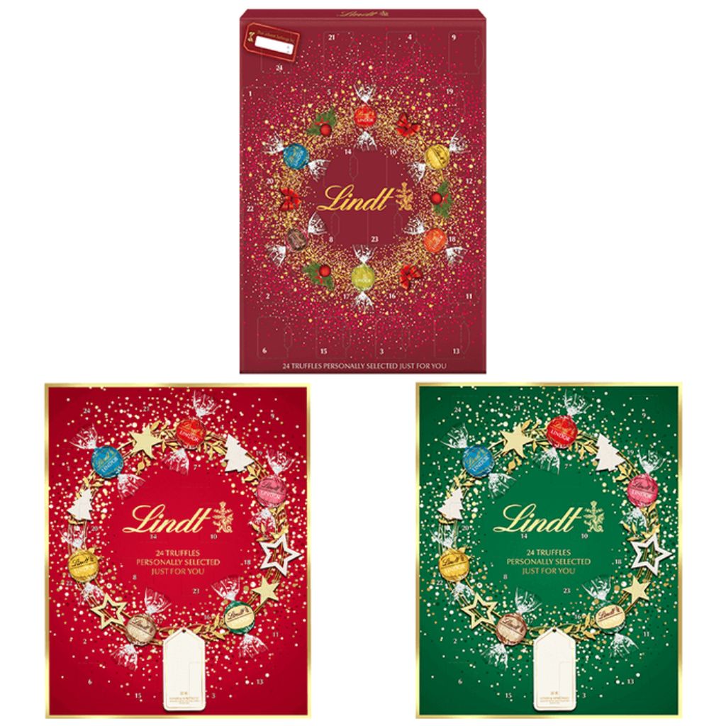 Three shots of the Lindor Pick and Mix Advent Calendar