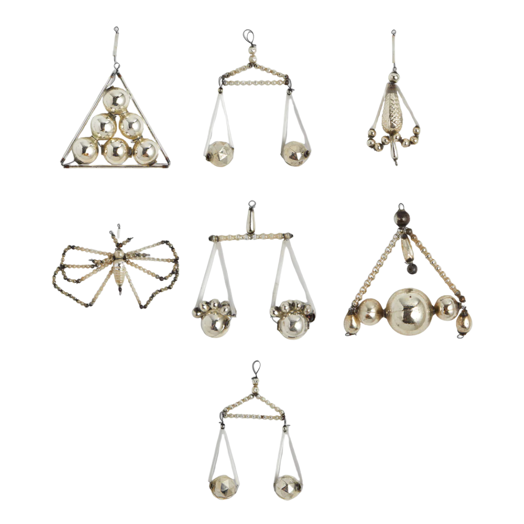 Early-20th-Century Gablonzer Glass Tree Decorations (set of 7)