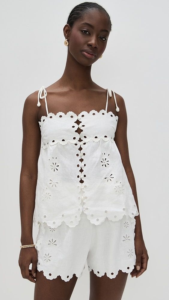 Farm Rio Flowers Richelieu Sleeveless Blouse