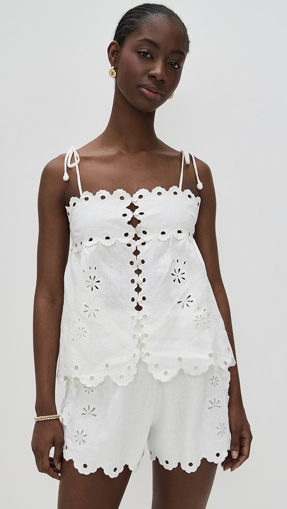Farm Rio Flowers Richelieu Sleeveless Blouse