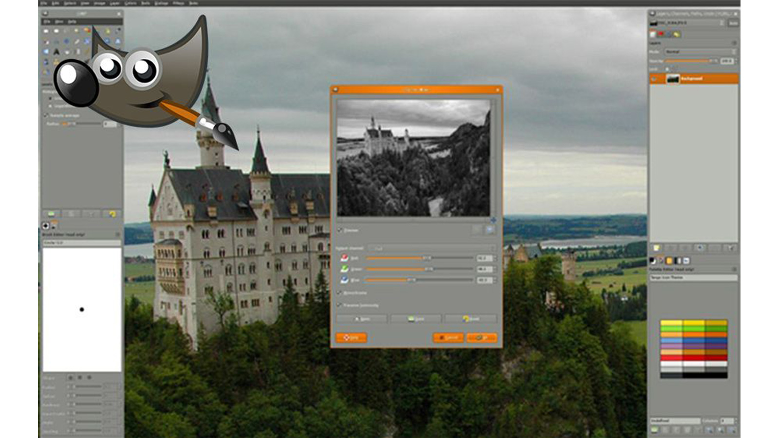 Image of castle being edited in GIMP