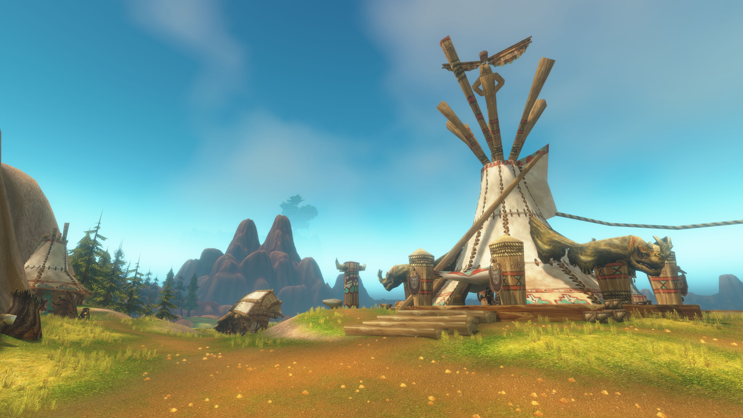 A tent stands tall in a grassy plain in World of Warcraft: Forever
