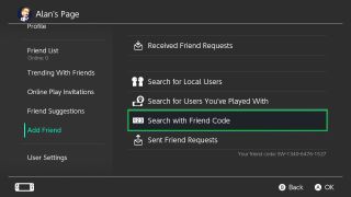 How to add friends on Nintendo Switch - search friend code