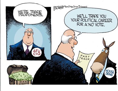 Political cartoon U.S. TPP Deal Democrats