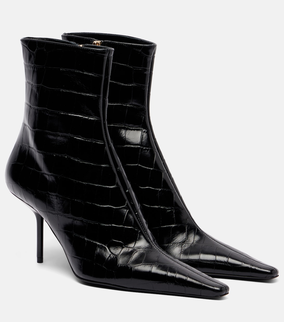 75 Croc-Effect Leather Ankle Boots