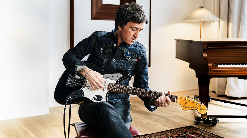 Johnny Marr with his Limited-Edition Johnny Marr Signature Special Jaguar