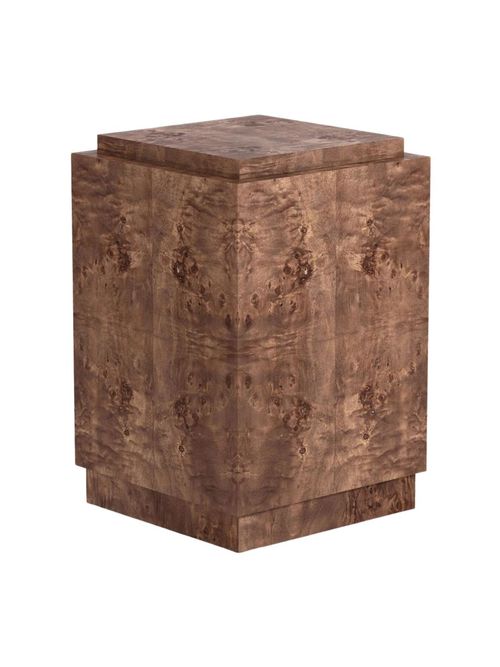 Briella Modern Classic Dark Brown Burl Wood Square Plinth Pedestal