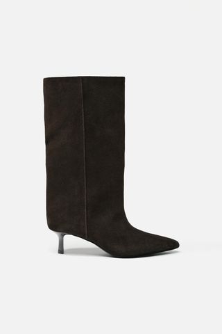 Suede Wide Shaft Ankle Boots