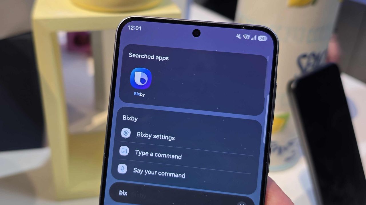 The Samsung Galaxy A57 searching for Bixby.