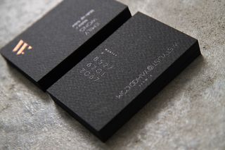 Fashion designer Emily Wong’s business cards are beautifully textured